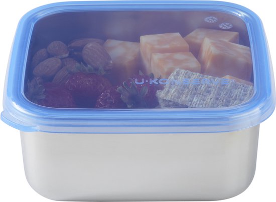 U-Konserve - récipient alimentaire carré en acier inoxydable avec couvercle en silicone - 900ml - bleu cosmique