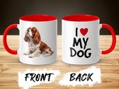 Mok rood/wit Cavalier King Charles Spaniel dog - I love my dog / dog lover / dogs - ik hou van mijn hond / hondenliefhebber / honden