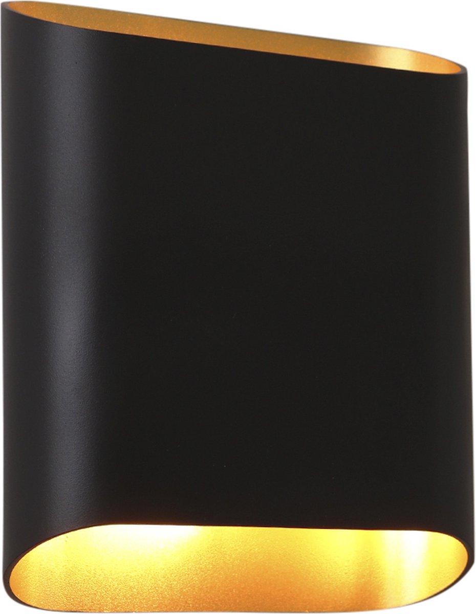 Olucia - BOUKE - Wandlamp - Zwart / Goud - Vorm: Rechthoek