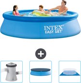 Intex Rond Opblaasbaar Easy Set Zwembad - 305 x 76 cm - Blauw - Inclusief Zwembadfilterpomp - Afdekzeil - Grondzeil