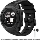 Zwart Siliconen Bandje geschikt voor Garmin Instinct – Maat: zie maatfoto – smartwatch strap - band - horlogeband - wearable - polsbandje - black rubber