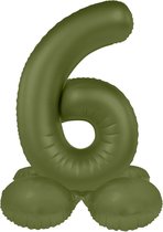 Folat - Staande folieballon Cijfer 6 Olive Green - 72 cm