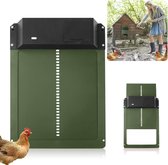 Bastix - Kippenklep, deuropener, automatische kippenklep, elektrische kippenklep, deuropener, automatische kippendeur met lichtsensor, voor veilige kippenfok, groen