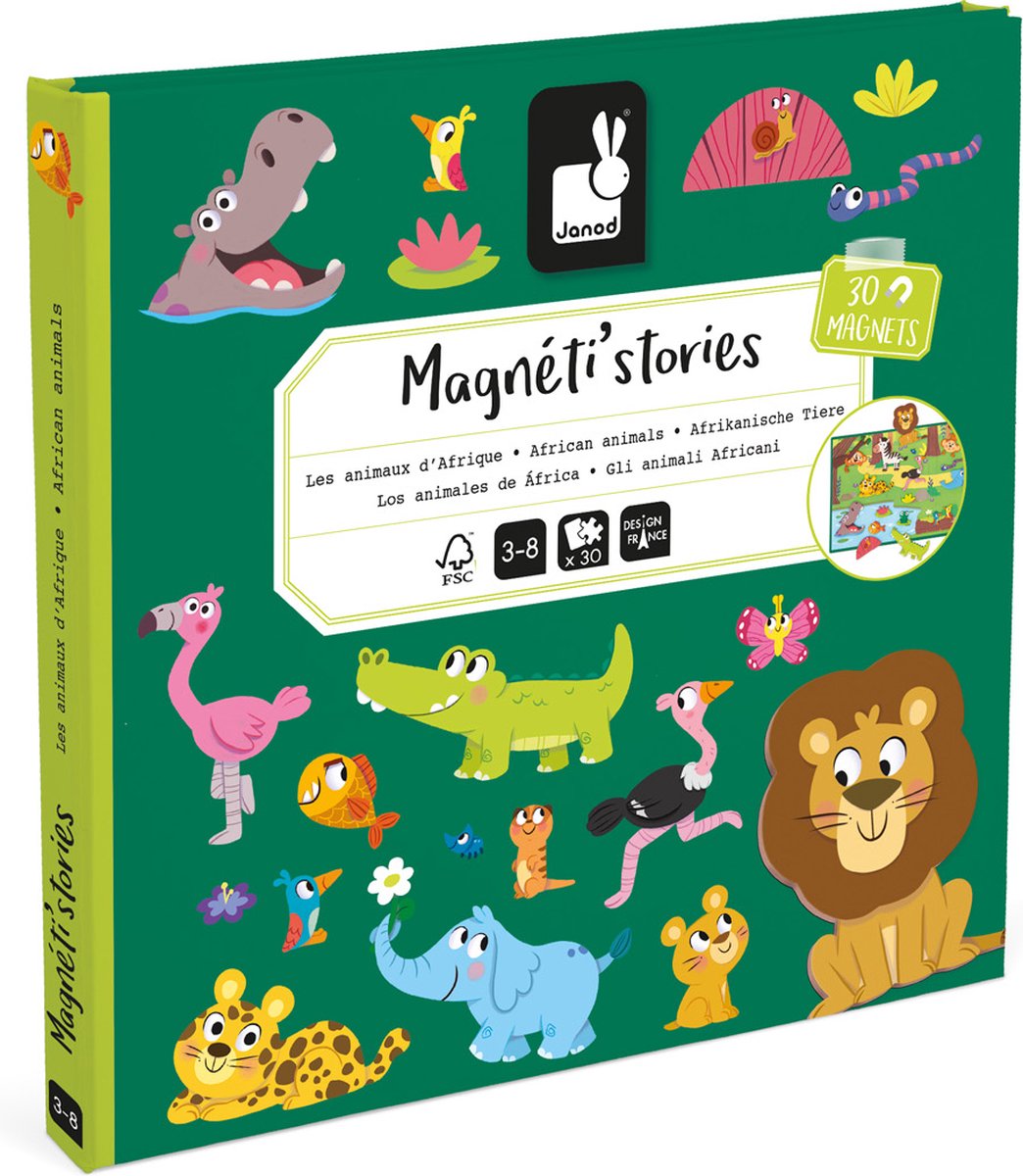 Janod - Magneti Stories - Afrikaanse dieren – Educatieve magneetset — afbeelding 5