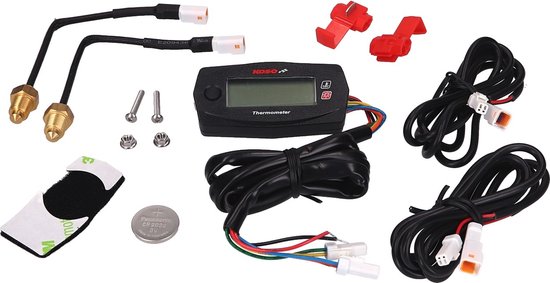 NORXI Koso Cilinderkop, temperatuurmeter, motortemperatuurweergave met adapter voor 10 mm, 14 mm, sonde sensor (10 mm, groen