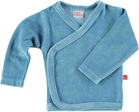 Baby trui overslag biologisch velours denim blauw 56