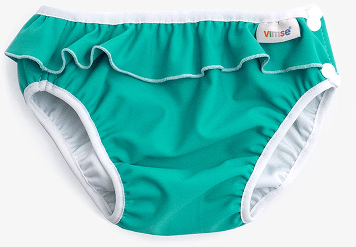 Goedkoopste ImseVimse - Vimse - Crayon green frill - Wasbare zwemluier met roesjes - M | 7-10 kg - aqua groen - Gemakkelijk in gebruik - OEKO-TEX® gecertificeerd