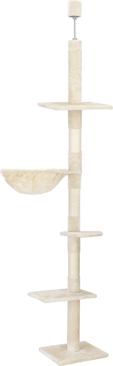 Springos Krabpaal - 7 Etages - Voor Katten - Meubelbescherming - 245- 260 cm - crème