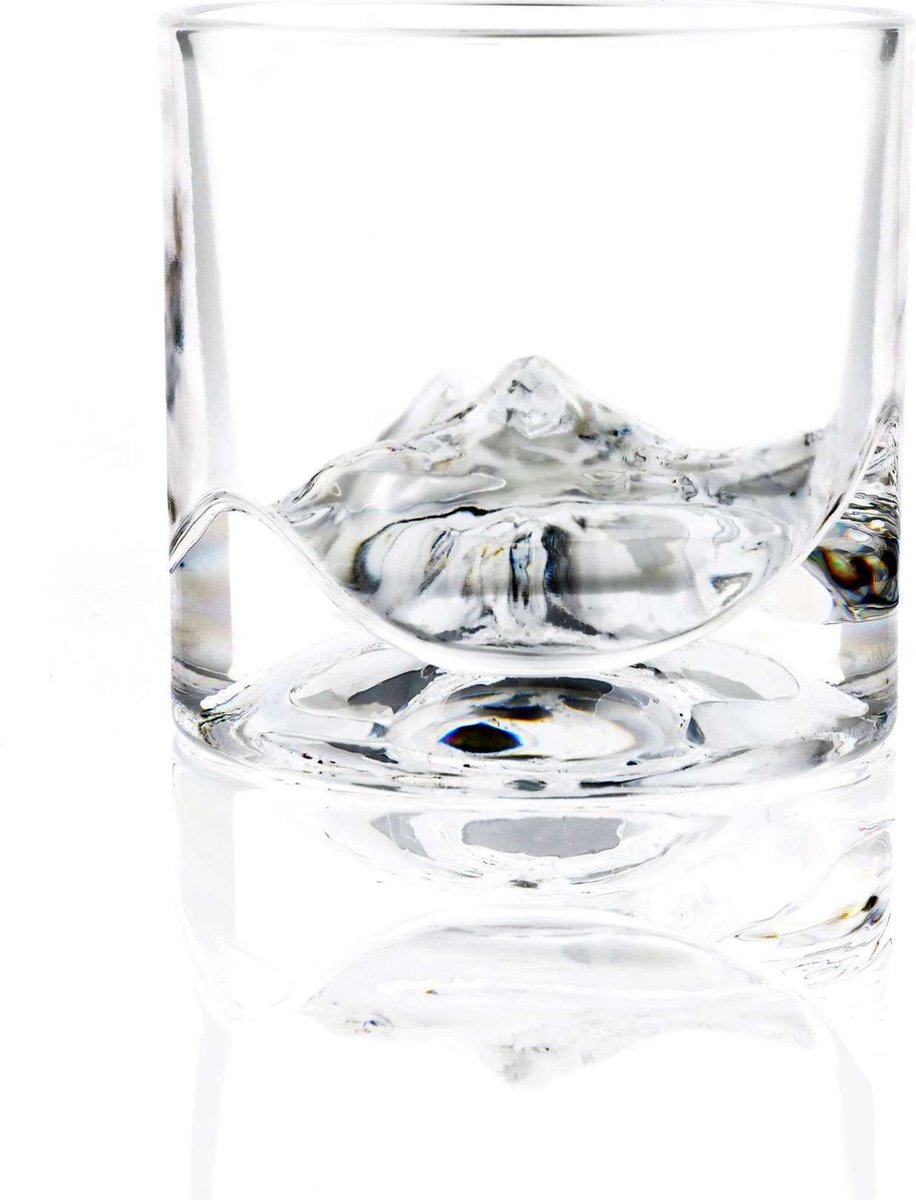 Liiton - Karaf, Dienblad, 6 Onderzetters en 6 Glazen met Koelsysteem The Peaks Set van 14 Stuks - Glas - Transparant