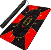 GAMES PLANET Pokermat - Pokertafel Kleed - Met draagtas - XL - 160 x 80 cm - Zwart / Rood