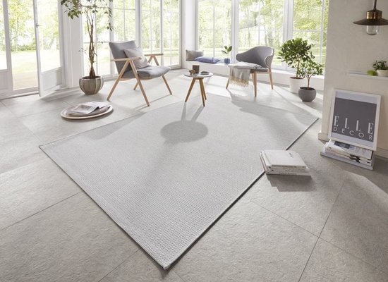 Flycarpets Elle Decoration - Binnen & Buitenkleed - Secret - Laagpolig - Lichtgrijs / Zilver - 140x200 cm
