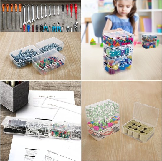 Boite Rangement Plastique Avec Couvercle 6 Boîtes Rangement Plastique Transparent COMNICO - 8,9x5,9x2,5cm - Bijoux, Petits Objets Mini Boite Unys