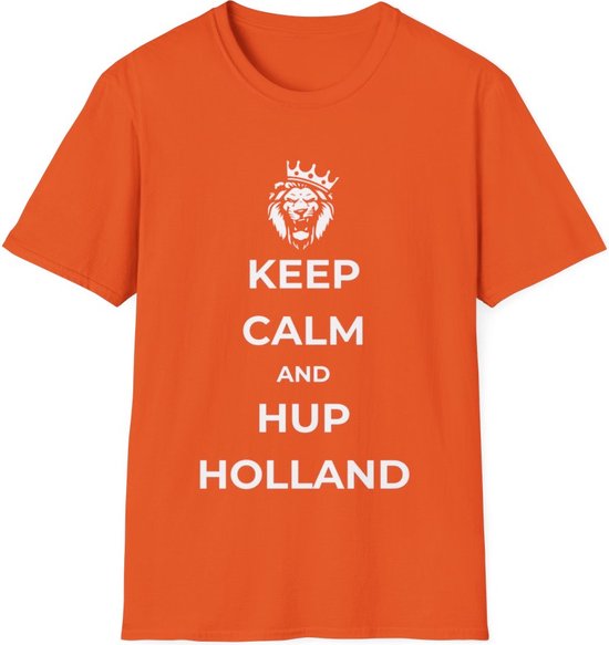 EK MERCH - Keep Calm And Hup Holland - MAAT L (Maat S-2XL beschikbaar) - EK Voetbal 2024 - T shirts - Unisex T-shirt - Oranje shirts - Support Nederland met dit Voetbal shirt