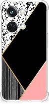 Smartphone hoesje OnePlus Nord 3 TPU Silicone Hoesje met transparante rand Black Pink Shapes