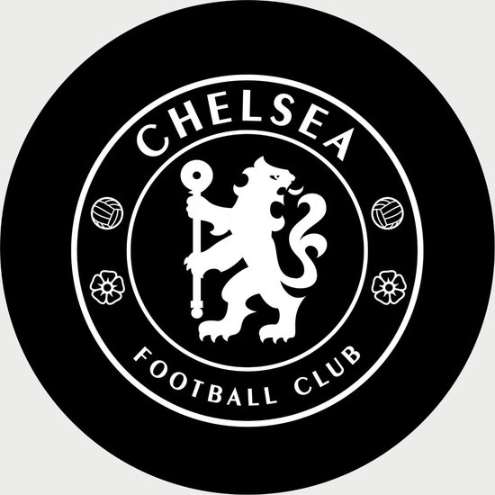 Chelsea Schilderij - Logo - Voetbal - UEFA - Champions League - Muurcirkel - Poster - Wanddecoratie op Aluminium (Dibond) - 40x40cm - Inclusief Gratis Ophangsysteem