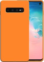 Smartphonica Siliconen hoesje voor Samsung Galaxy S10 case met zachte binnenkant - Oranje / Back Cover geschikt voor Samsung Galaxy S10