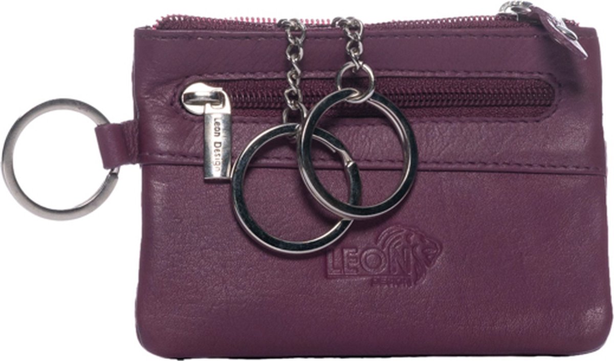 Sleuteletui • Sleutelhouder • Sleutelhoesje • Sleutel Organizer • Autosleutel hoesje • Key organizer • Sleuteletui heren • Sleuteletui Dames • Premium Sleutelhanger • Leren Sleuteletui met Rits • Compact & Duurzaam • Leer • Fuchsia • LeonDesign