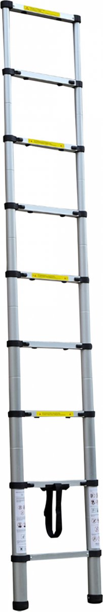 Herzberg HG-5380: Telescoopladder Aluminium 3,8 meter Telescopische Uitschuifladder - 3.8M