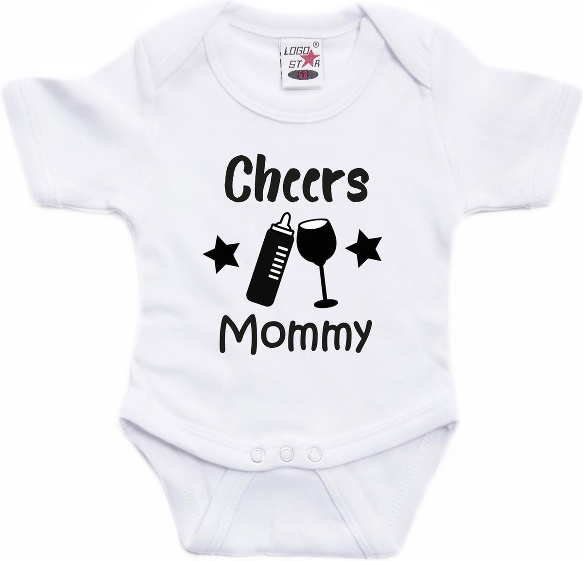 Bellatio Decorations baby rompertje - Cheers Mommy - wit - kraam/moederdag cadeau 92