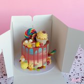 Boîte à gâteaux haute - 25 x 25 x 25 cm + vitrine (10 pièces)