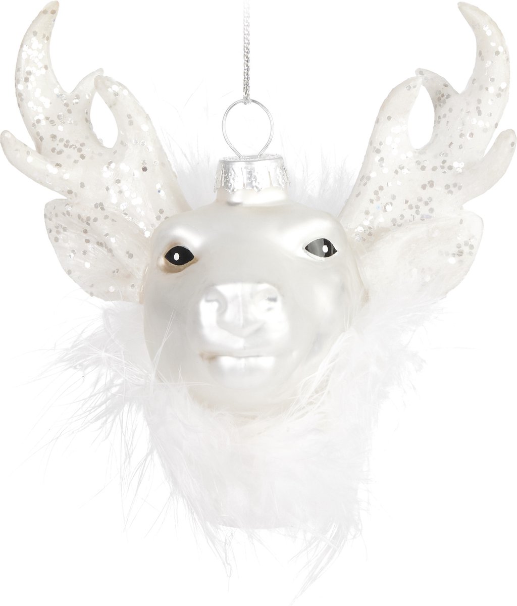 BRUBAKER Hertenkop - Handgeschilderde Glazen Kerstbal - Handgeblazen Kerstversiering - Grappige Kersthanger - Kerstboom Decoratie - 11cm