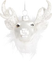 BRUBAKER Handgeschilderde Glazen Kerstbal - Grappig Motief - Handgeblazen Kerstboom Decoratie Figurines Grappige Deco Hanger - Boombal Kerstbal Kerst Decoratie - Stag Head
