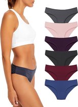 Dames Ondergoed- Katoenen ondergoed voor dames - Damesslipjes - Damesondergoed, 6-pack zachte bikinislipjes - maat 2XL