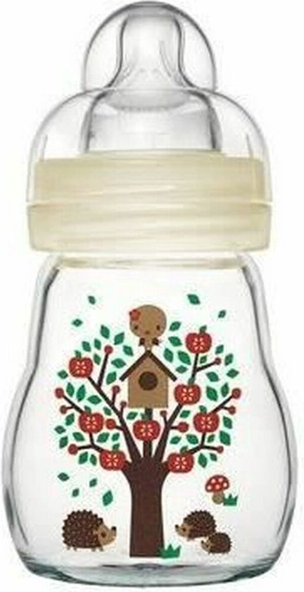 Flessenwarmer - MAM-glazen fles - 170 ml - 0 tot 6 maanden - Speenstroom 1 - Wit