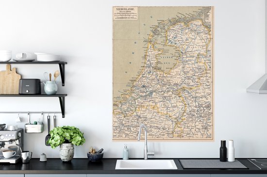 Kaart van Nederland uit 1877 90x120 cm - Foto print op Poster (wanddecoratie woonkamer / slaapkamer)