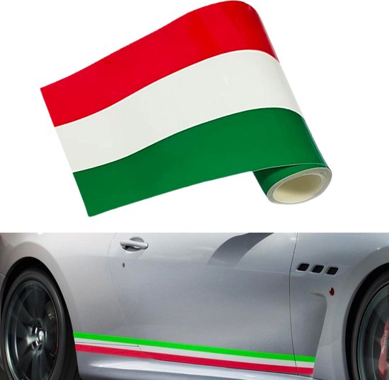 Foto: Auto kleuren sticker op rol 1 meter italiaanse vlag striping wrap voor grill zijspiegels en skirts autostickers auto accessoires stickers past bij italiaanse automerken