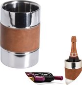 Cheqo® Luxe Wijnkoeler - Wijnemmer - Fleskoeler - Fleshouder - Dubbelwandig - RVS - Ø12 cm
