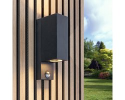 Selma PIR LED wandlamp - Bewegingssensor - Schemerschakelaar - Up & Down light - IP65 - excl. GU10 lichtbron - Zwart - Binnen en buiten - 3 jaar garantie