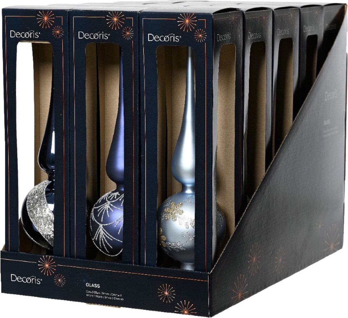 Bol.com Piek glas d8l31 cm blauw a3 kerst Decoris aanbieding