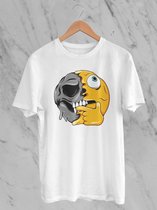 Feel Free - Halloween T-Shirt - Smiley: Nadenkend gezicht - Maat XL - Kleur Wit