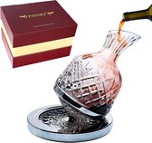 Kristal Wijnkaraf 360° roterende karaf Rode Wijn, 150% efficiënte karaf, luxe cadeau voor wijnliefhebbers, karaf voor wijn | loodvrij kristal | Handgegraveerd ontwerp