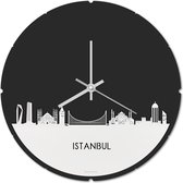 Skyline Klok Rond Istanbul Wit Glanzend - Ø 44 cm - Stil uurwerk - Wanddecoratie - Meer steden beschikbaar - Woonkamer idee - Woondecoratie - City Art - Steden kunst - Cadeau voor hem - Cadeau voor haar - Jubileum - Trouwerij - Housewarming -