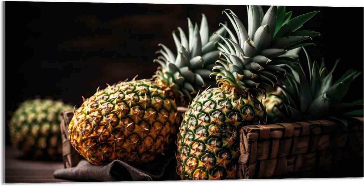 Acrylglas - Eten - Fruit - Ananas - 100x50 cm Foto op Acrylglas (Met Ophangsysteem)