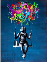 Graffiti-Poster-Canvas-Kunst-Muurdecoratie-Kind-Schommel-40*60cm