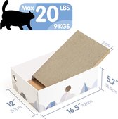 Krabpads voor katten, krabplank, draagbare kattenkrabbox met kattenkrabplank, robuust, dubbelzijdig krabkarton voor katten en interactief gatendesign, krabkarton voor katten, groot, wit