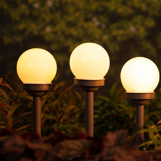 Onophoudelijk familie lichtgewicht 4x Buiten/tuin LED bollen stekers Noah solar verlichting 27 cm -  Tuinverlichting -... | bol.com