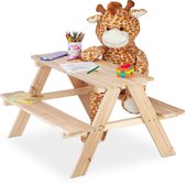 Relaxdays houten kinderpicknicktafel - tuinset kinderen - kindertafel buiten - speeltafel