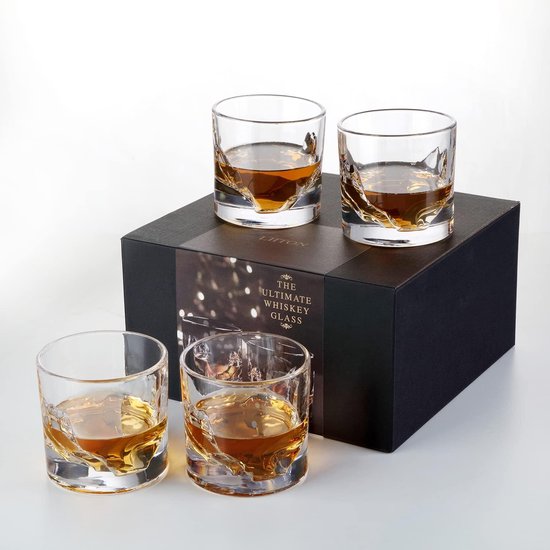Lot de 4 Verres à Whisky Lourds - Verre à Rhum, Scotch, Bourbon