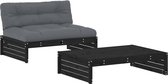 vidaXL - 2-delige - Loungeset - met - kussens - massief - hout - zwart