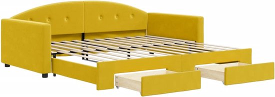 vidaXL-Slaapbank-met-onderschuifbed-en-lades-100x200-cm-fluweel-geel