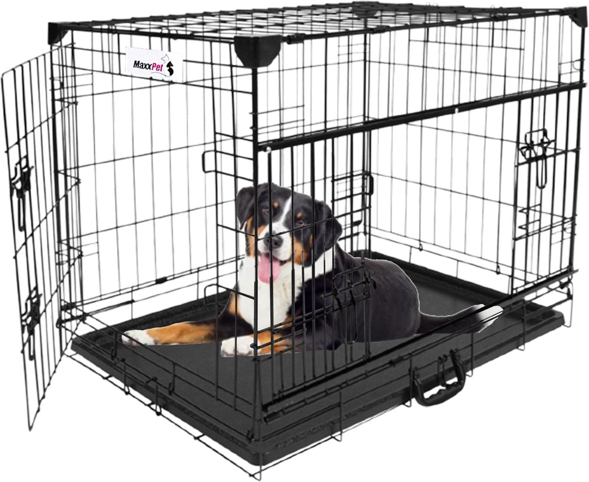 MaxxPet Hondenbench met schuifdeur - opvouwbaar - hondenbench - reisbench- 78x48x56cm - Zwart