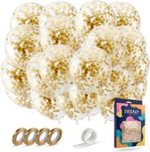 Fissaly 40 Stuks Luxe Gouden Papieren Confetti Helium Ballonnen met Lint – Decoratie - Feest Versiering - Latex