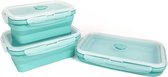 Set de 3 boîtes de conservation alimentaires en silicone pliables, ensemble de boîtes de conservation alimentaires, boîtes de conservation pour réfrigérateur avec couvercle, sans BPA, passent au lave-vaisselle, micro-ondes, vert