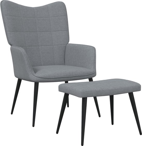 The Living Store Relaxstoel Relaxfauteuil - Lichtgrijs - 61 x 70 x 96.5 cm - Stof - staal
