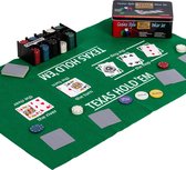 Poker - Set de poker - Set de Poker Pro 200 jetons - Jetons de Poker - Poker de Poker - Cartes de Poker - Mallette de poker - Tapis de poker - Tapis de Poker - Top de poker - Y compris boîte de rangement - 200 jetons - 24 x 16 x 10 cm - Zwart - Vert