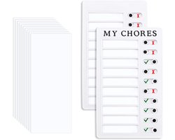 2X My Chores Checklist Board, Daily Reminder Chore Chart for Kids Adults Plastic Memo Checklist Boards with 10 Replaceable Blank Paper Memo Board for Home School Travel To Do List Whiteboard